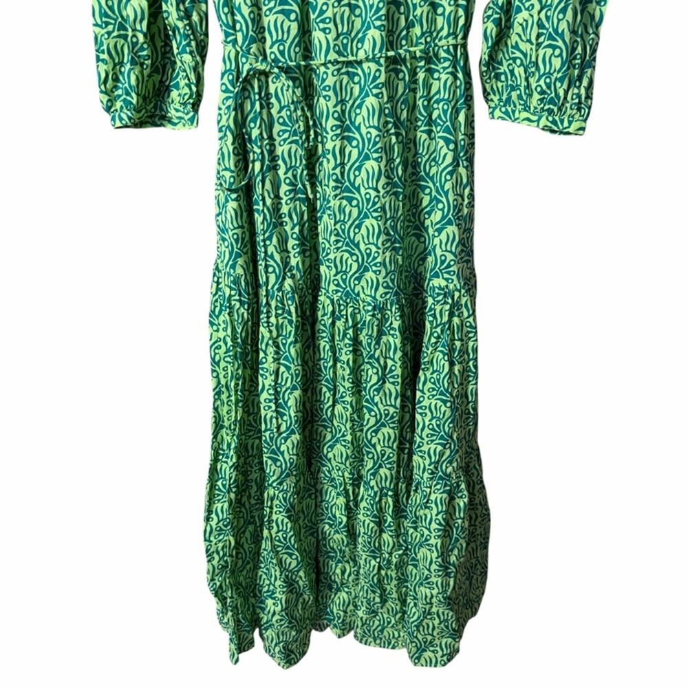 Whistles Green Climbing Vine Trapeze Midi Dress Size Large - Picture 6 of 12
